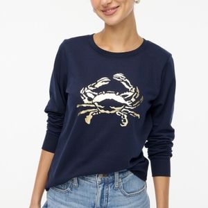 J. Crew Navy and Gold Crab Sweater